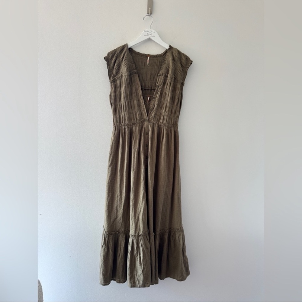 FREE PEOPLE Desert Dazed Khaki Dress M - Picture 3 of 6